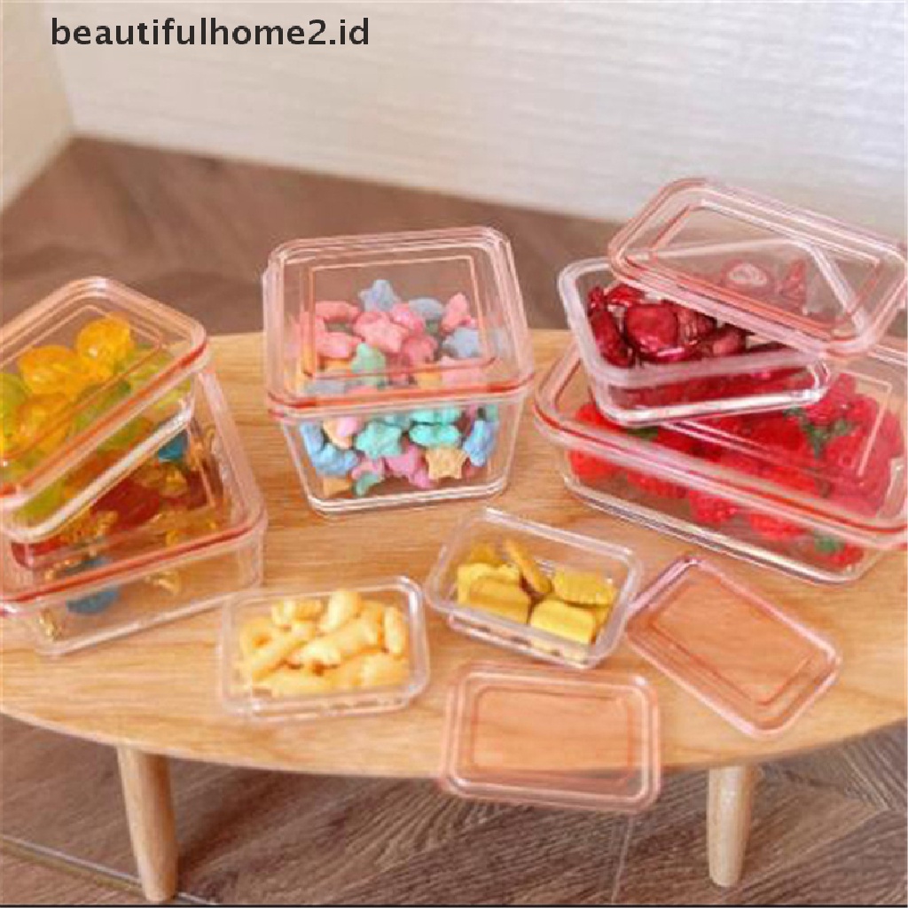 (beautifulhome2.id) 9pcs / Set Mainan Miniatur Kotak Makanan Skala 1: 12 Untuk Dekorasi Rumah Boneka