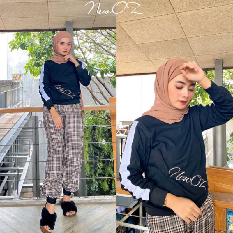 set celana jogger zara knit import xl dan L