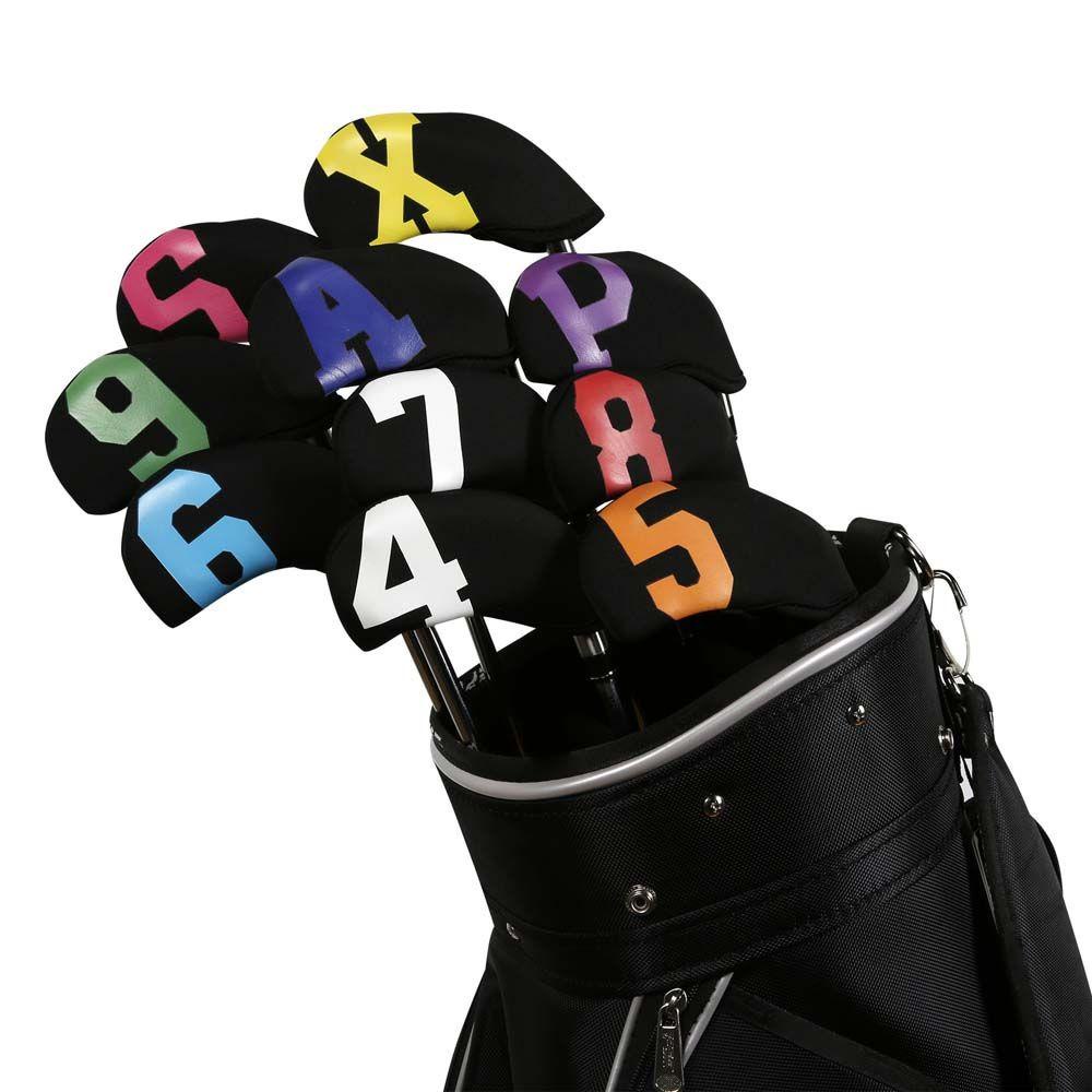 Lanfy Golf Iron Headcover 4-9,P,S,A, X 10Pcs /set Pelindung Wedge Besi Dengan Desain Angka Penutup Pelindung Golf Putter Aksesoris Pelindung Case
