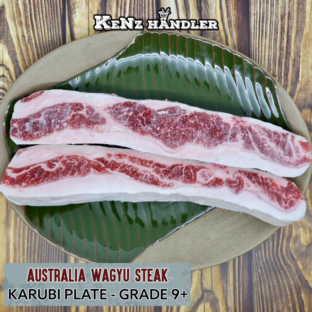

AUSTRALIA BEEF WAGYU KARUBI PLATE STEAK GRADE "9+" 200-220GR KeNz Händler | Grab & Gojek