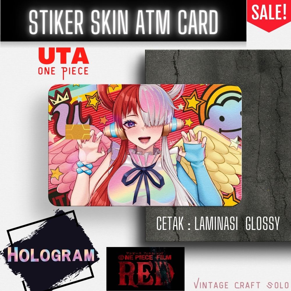 

Stiker Sticker Skin Card ATM OnePiece Red UTA Hologram Premium GRATIS packing Keren