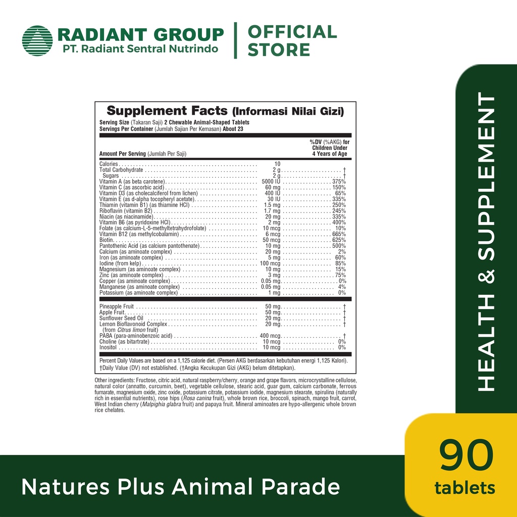 NATURE'S PLUS ANIMAL PARADE ISI 90 TABLET KUNYAH