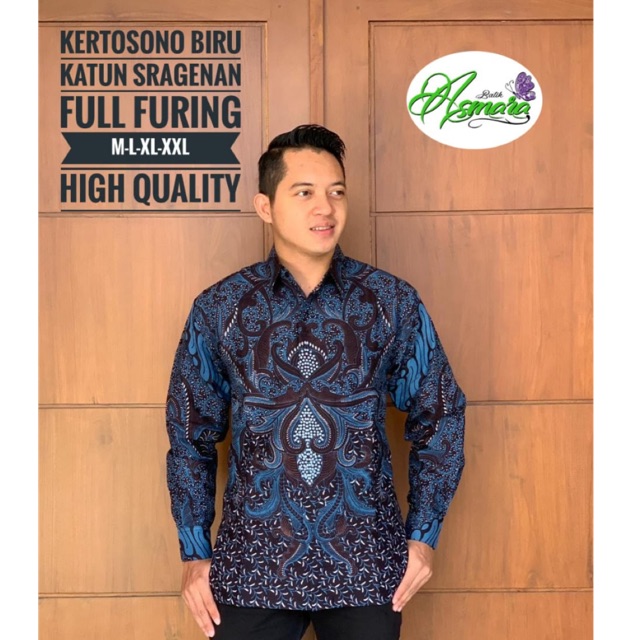 BATIK KERTOSONO BIRU FULL FURING KATUN HALUS SRAGENAN SIZE M-XXL HIGH QUALITY