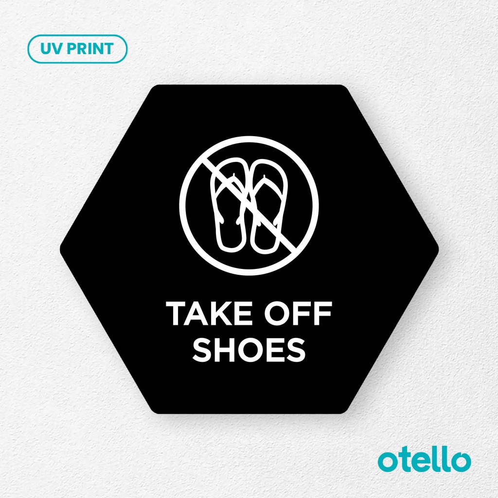 Take Off Shoes Sign Board Akrilik Tempel Dinding Papan Acrylic Restoran Dinding Petunjuk Toko Cafe