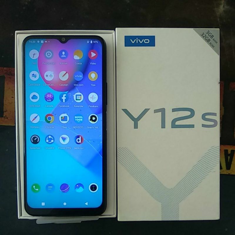 Second vivo Y12s 3/32 black komplit no minus semua masih original pabrik