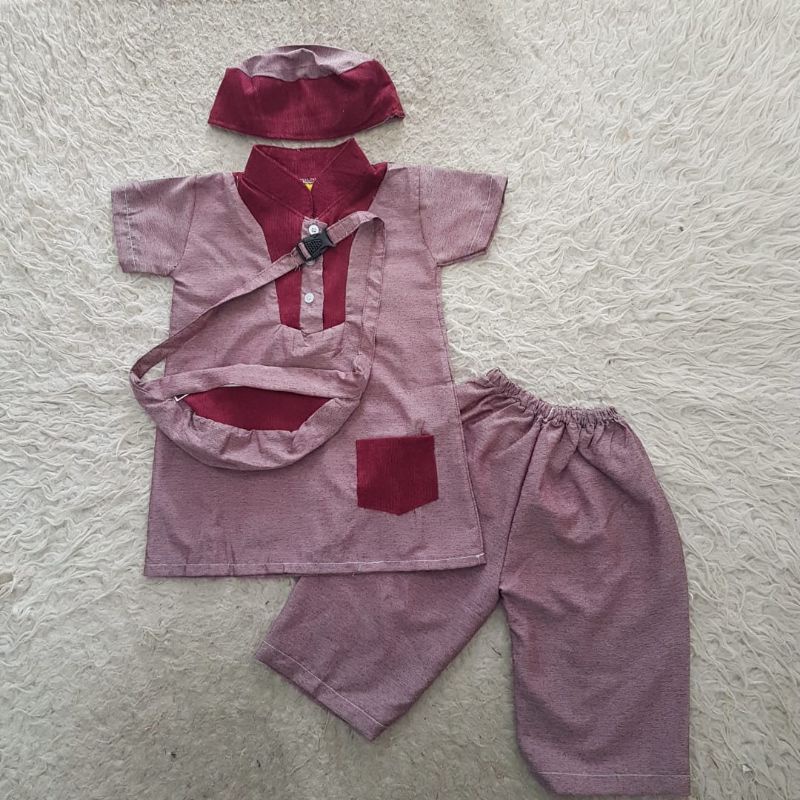 Baju Anak cowok koko set plus tas pinggang