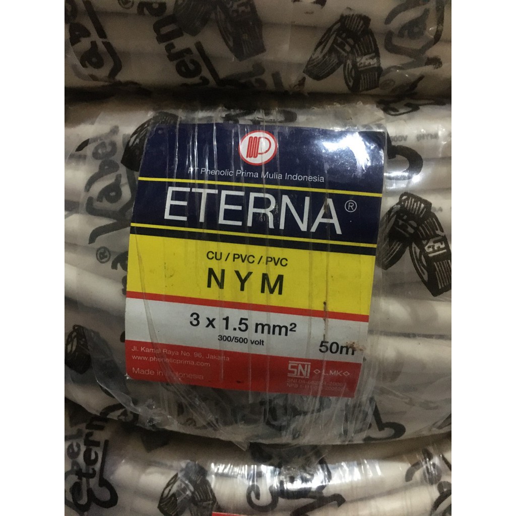 Eterna ROLL Kabel Tembaga Kabel Kawat isi 3 Kabel Listrik 3x1.5 3 x 1.5 isi 50 Meter