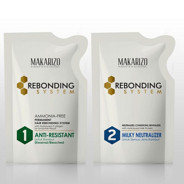 [STEP 1 | STEP 2] [BPOM] Pelurus Rambut Makarizo Professional Rebonding System Kit (Step 1+Step 2) Anti Resistant | Super Gold | Gold_Cerianti