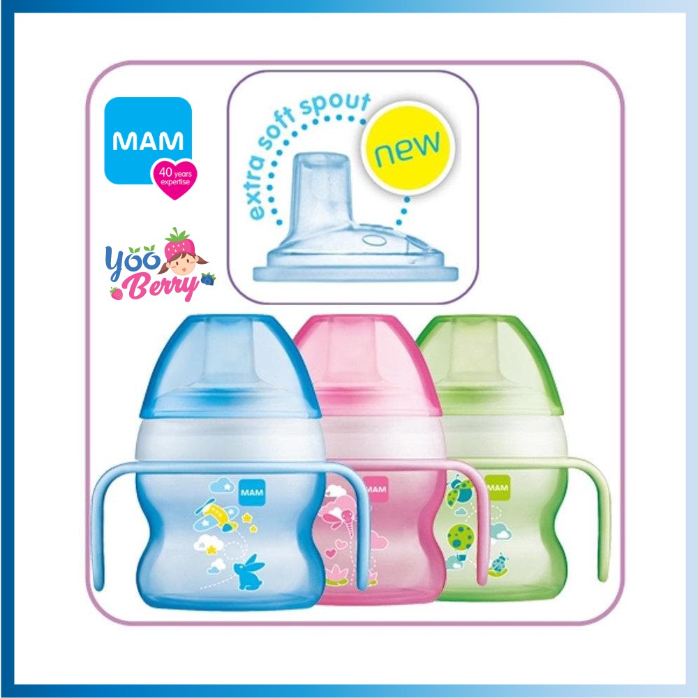 MAM Baby Starter Cup 150 Ml Extra Soft Spout Training Cup Gelas Botol Bayi 4m+ MAM005 Berry Mart