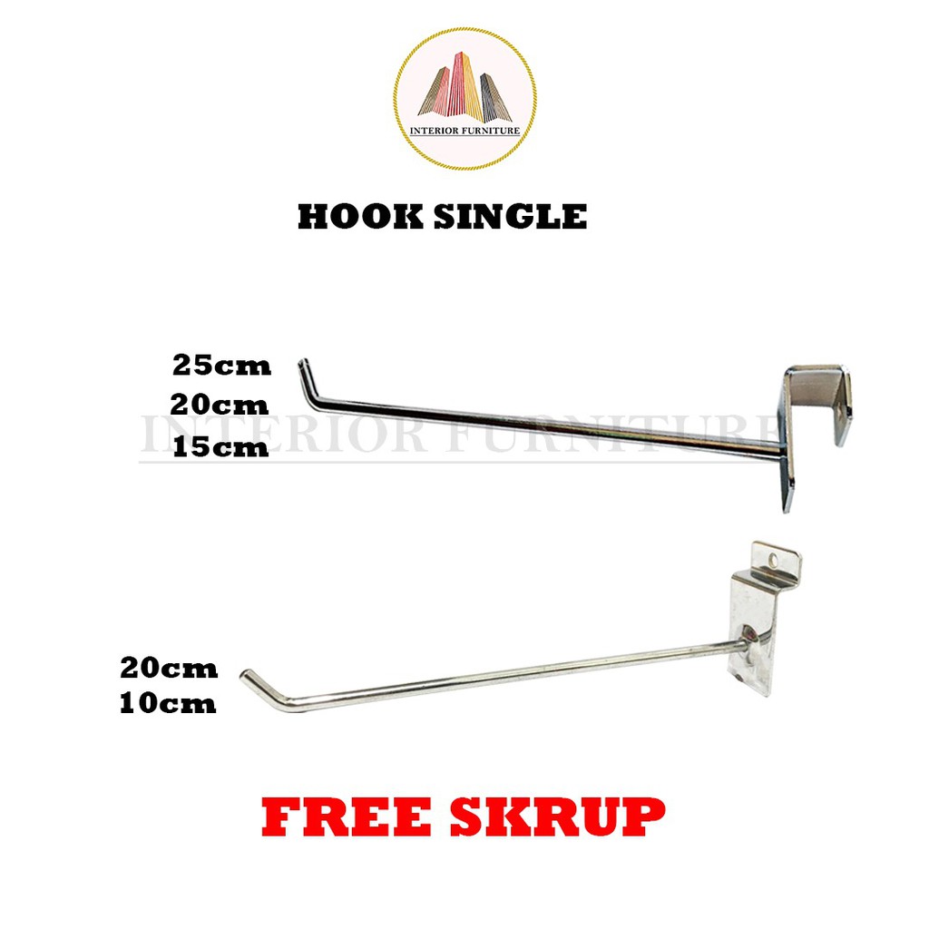 Single Hook Pin Shop /cantolan besi kotak / Cantelan gantungan Pipa Kotak Stainless Chrome