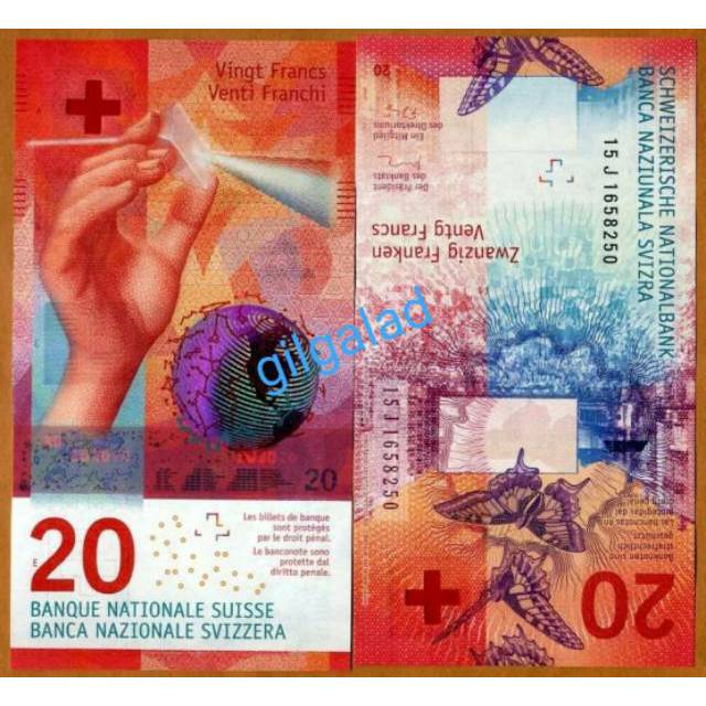 SWITZERLAND 20 FRANC HYBRID 2016 UANG KERTAS ASING