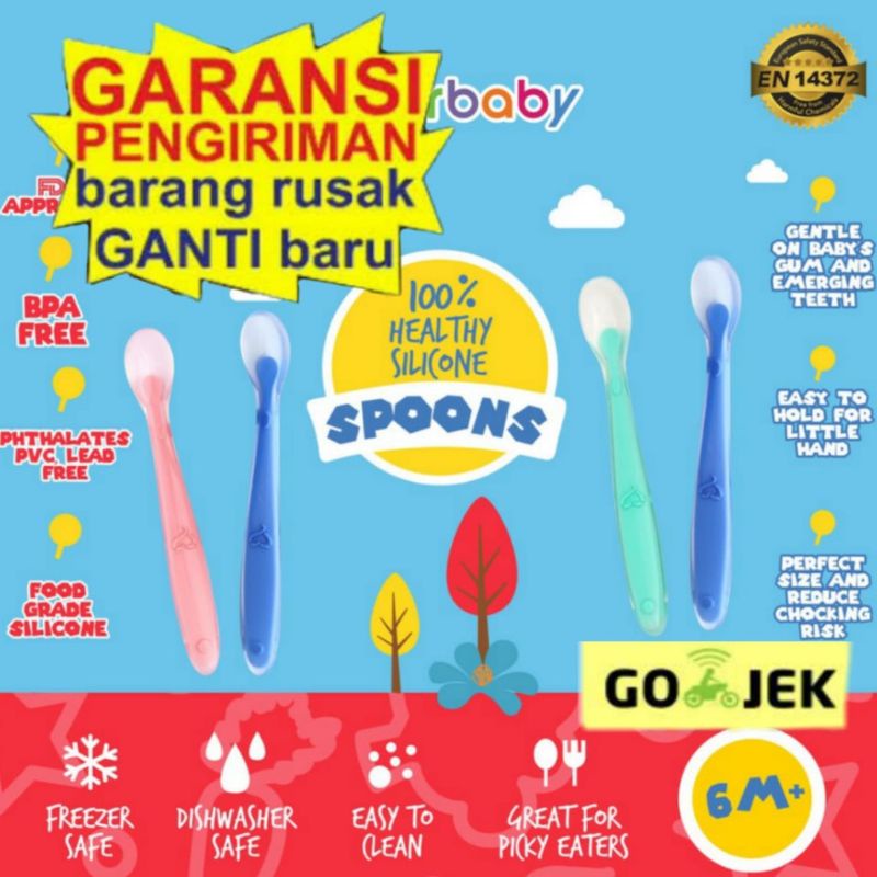 Sugarbaby Healthy Silicone Spoon&amp;Fork (Nature Series) Sendok Bayi Anak Baby Silicone Spoon / Sendok Bayi / Sendok Makan Silikon / Mpasi Set Sendok Garpu Sendok Makan Bayi Silicone BPA Free Food Grade Baby Spoon Set