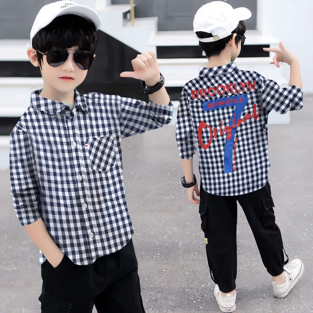 kemeja BROOKLYN anak laki laki/kemeja kotak2 anak laki laki/kemeja anak laki laki/kemeja fashion ana