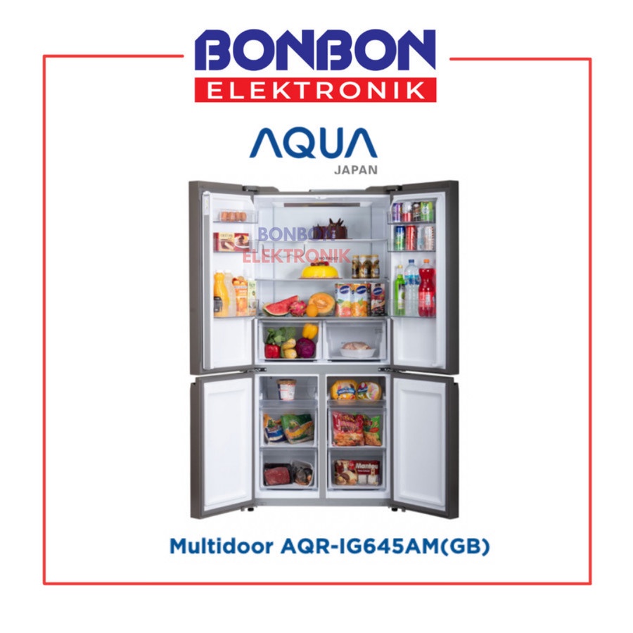 AQUA Kulkas Side By Side 4 Pintu AQR-IG645AM(GB) / AQR-IG645AM-GB