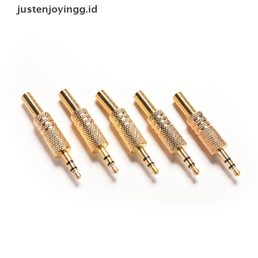 1pc Adapter Konektor Jack Audio Stereo Male 3.5mm 1 / 8 &quot;Lapis Emas