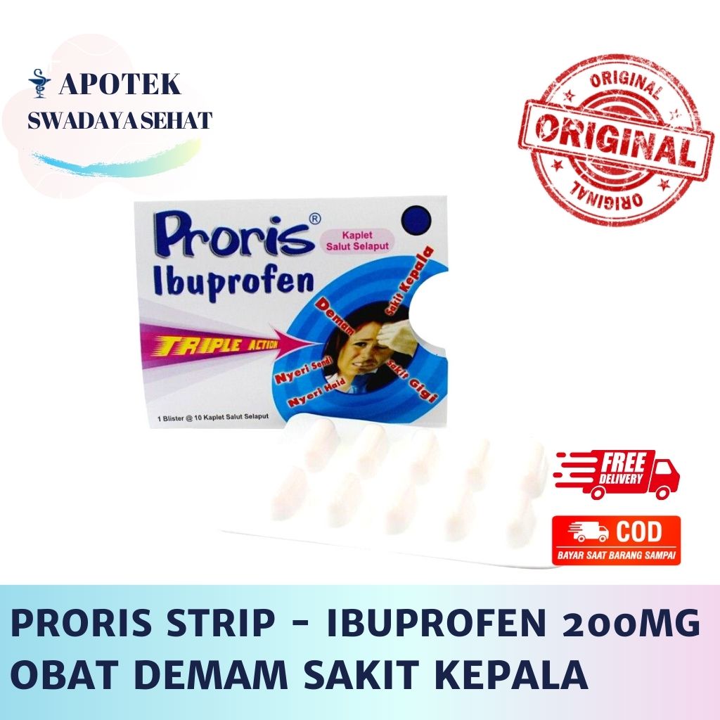 PRORIS STRIP 10 Tablet - Ibuprofen 200 MG - Obat Demam Sakit Kepala Nyeri