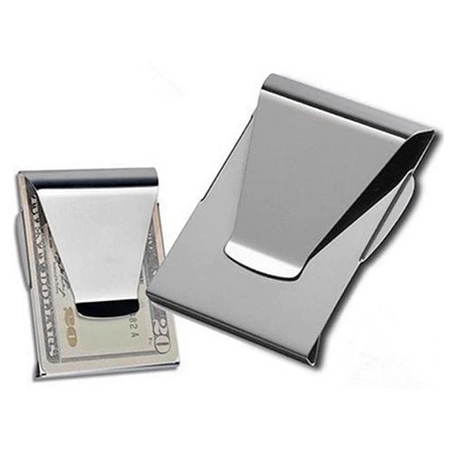 

[GRATIS ONGKIR] 2019 tainless Steel Slim Money Clip Wallet With ID Card Folder Double Sided