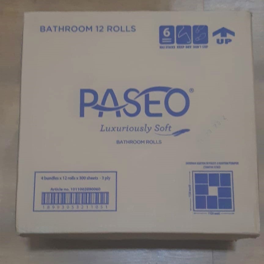 MA529 1 Dus - Tissue PASEO TOILET EMBOSS 12 ROLL - Kuat dan Lembut di Kulit Anda