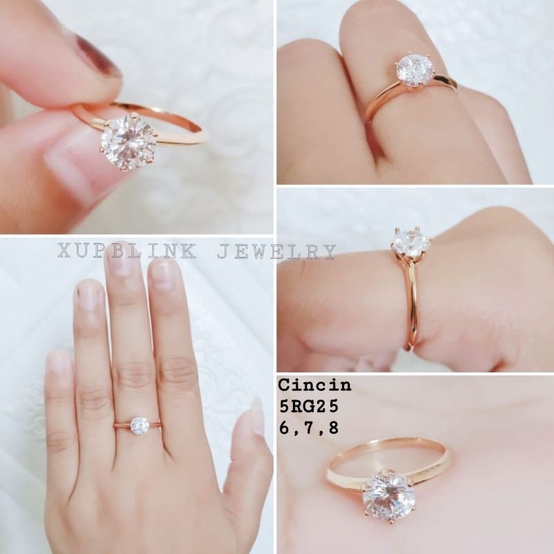 Cincin Titanium Anti Karat Permata Satu Xupblink Jewelry