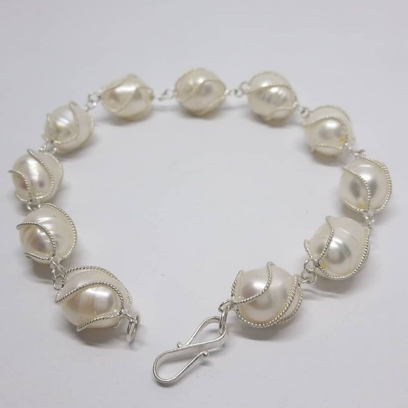 Gelang mutiara asli lombok(perak 925 mutiara tawar bersertifikat)