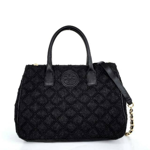 Tas black original ori authentic slingbag crossbody totebag Tory Burch Quilted Suede Satchel