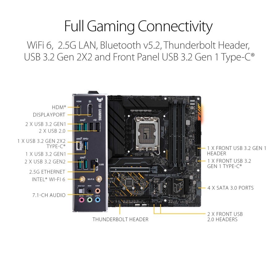 ASUS TUF B660M PLUS WIFI D4 DDR4 B660M-PLUS - LGA 1700 (mATX, GEN12, B660) MOTHERBOARD