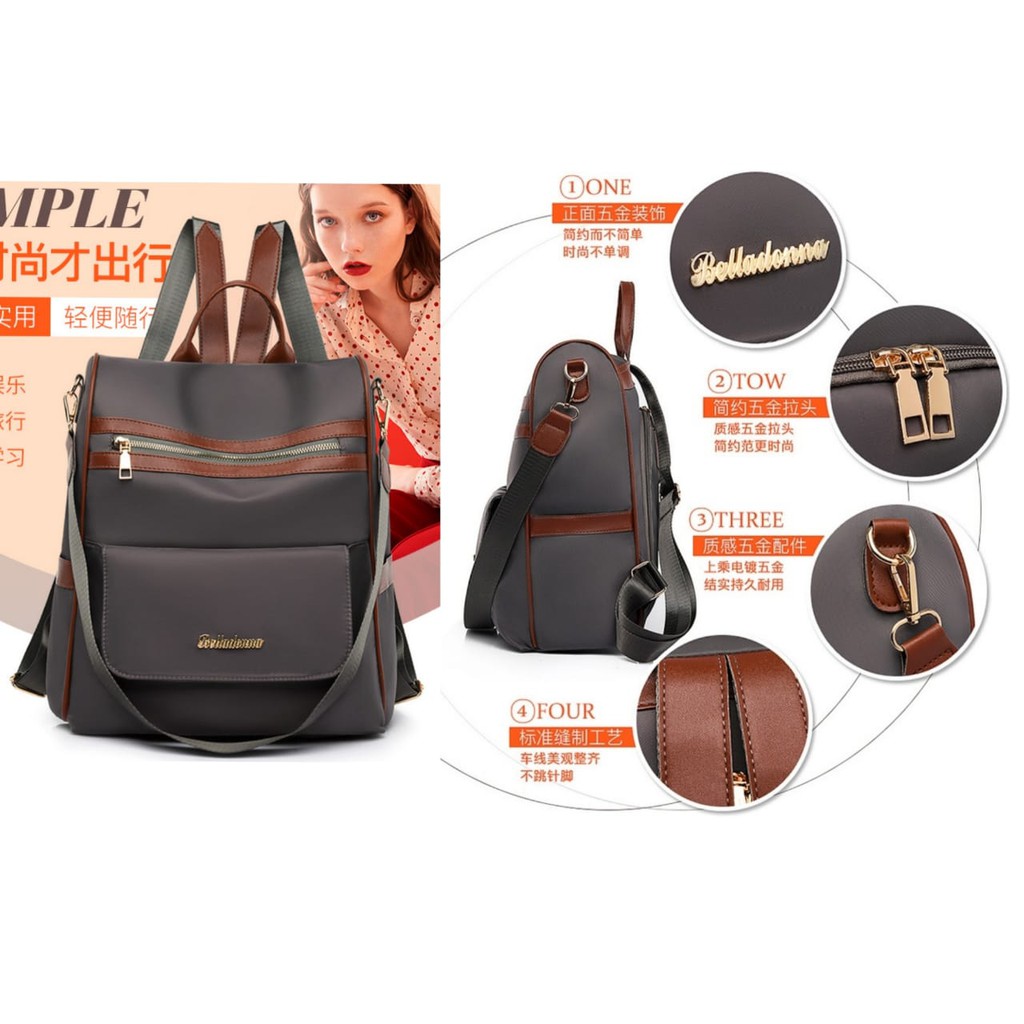 TAS RANSEL WANITA IMPORT ANTI AIR PREMIUM LANZEL BACKPACK GENDONG SEKOLAH KERJA PUNGGUNG BESAR KOREA