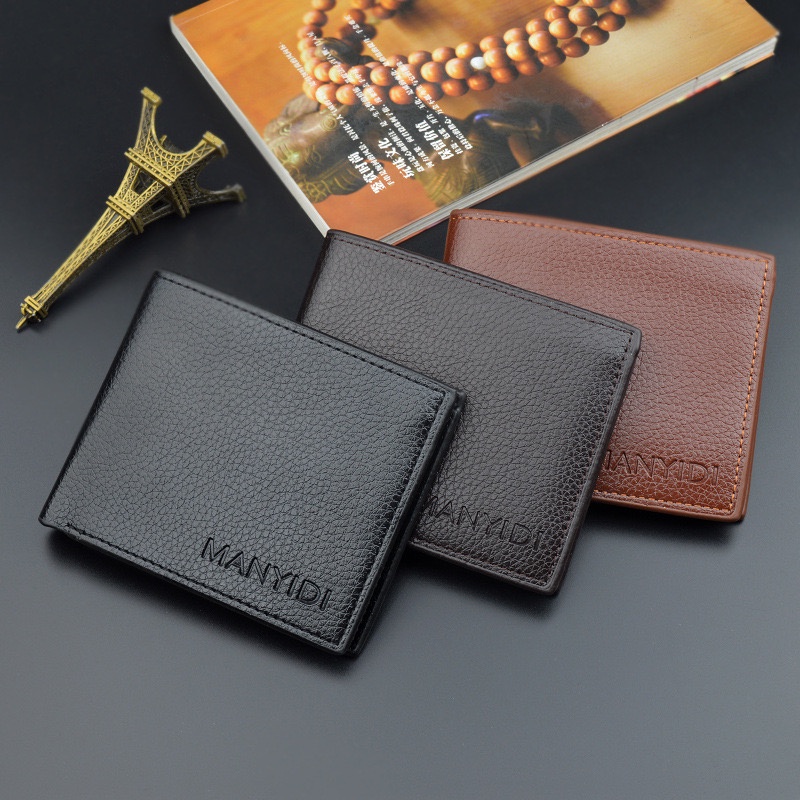 ORIGINAL MANYIDI 601 DOMPET UANG RFID LIPAT PRIA KULIT KILAT HALUS