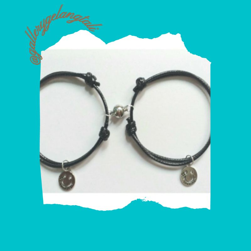 2pcs gelang couple magnet enamel|gelang hitam vintage|gelang hitam unisex
