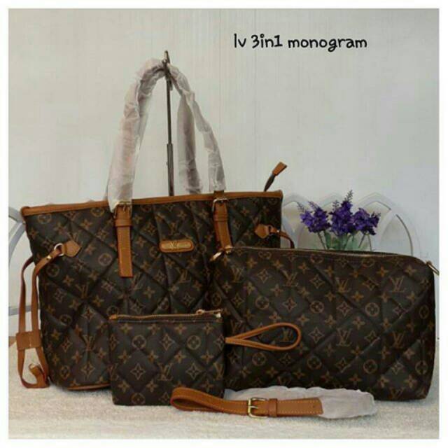 Lv Neverfull 3in1 monogram