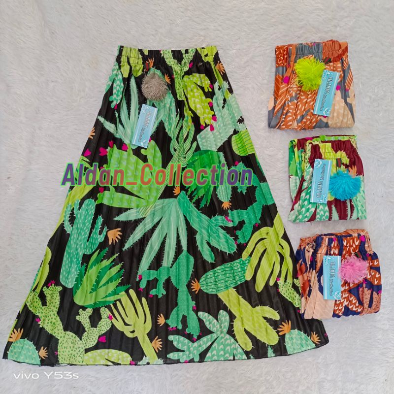 Rok Plisket Motif Kaktus Anak Perempuan 6-10 Tahun / Rok Plisket Motif Terbaru / Rok Plisket Anak Perempuan Tanggung / Rok Plisket Anak / Rok Anak Perempuan / Rok Anak Motif