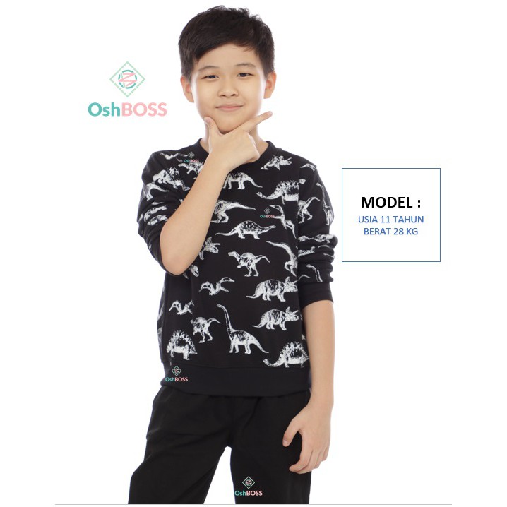 BAJU SWEETER ANAK DINO HITAM USIA 2-5 TAHUN/ OSHBOSS-2