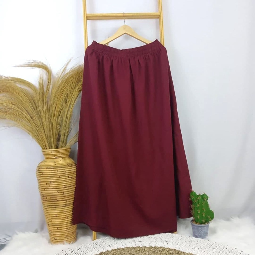 ROK SUPER JUMBO MOSCREPE BIGSIZE - LP 150 CM -  BB 100 KG KEATAS - BISA COD - BUMIL - BAHAN NYAMAN-MAROON