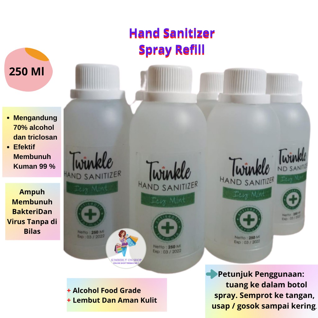 Hand Sanitizer Spray Refill Anti Bacterial Twinkle 250ml