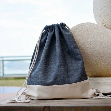 Backpack Denim Bag Canvas Kanvas Jeans Tas Serut String Gym Korea Pria Cewe Combi Drawstring