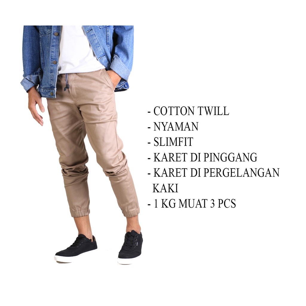 CELANA JOGGER CHINO PRIA WARNA MOCCA