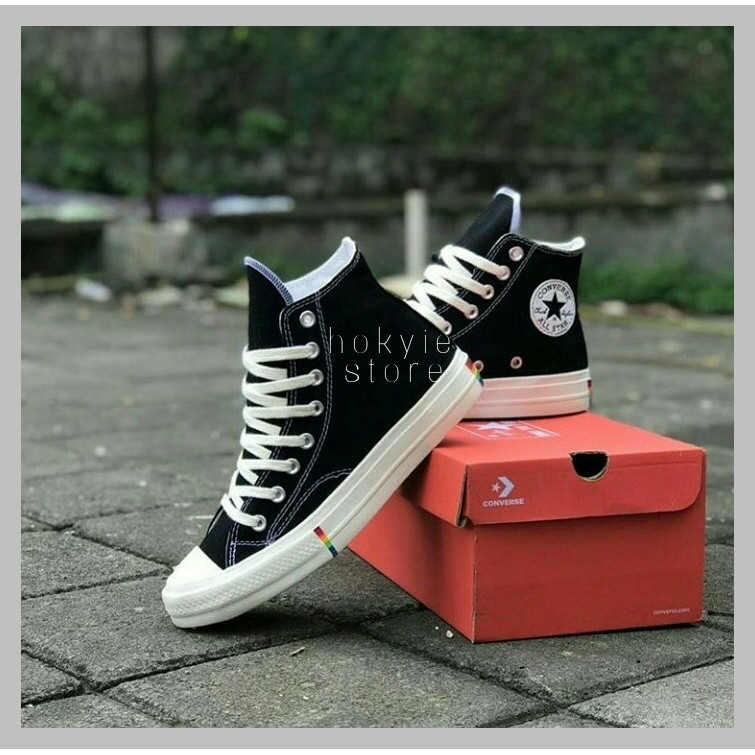 CONVERSE PRIA DAN WANITA CHUCK 70S HIGH RAINBOW BLACK WHITE TERMURAH PREMIUM QUALITY ORIGINAL 100%