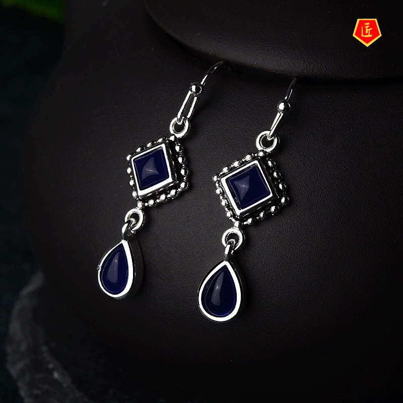 [Ready Stock]Square Celestite Earrings Elegant Vintage