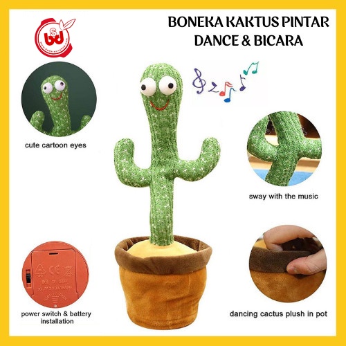 Cactus Toys Smart Mainan Boneka Pintar Pohon Kaktus Goyang Bisa Bicara