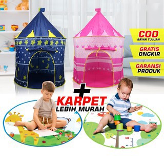 HIPPO LAND Tenda Istana Anak Bermain Camping Indoor Outdoor / Tenda Camping Castle Anak JUMBO / Tenda Praktis 141