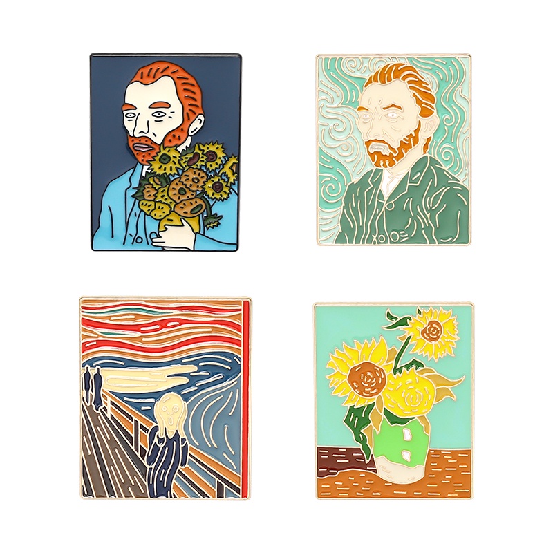 33gaya &quot;Van Gogh&quot; Lukisan Minyak Langit Berbintang Lapel Pin Ransel Lencana Koleksi Hadiah Untuk Teman Aksesoris Pakaian