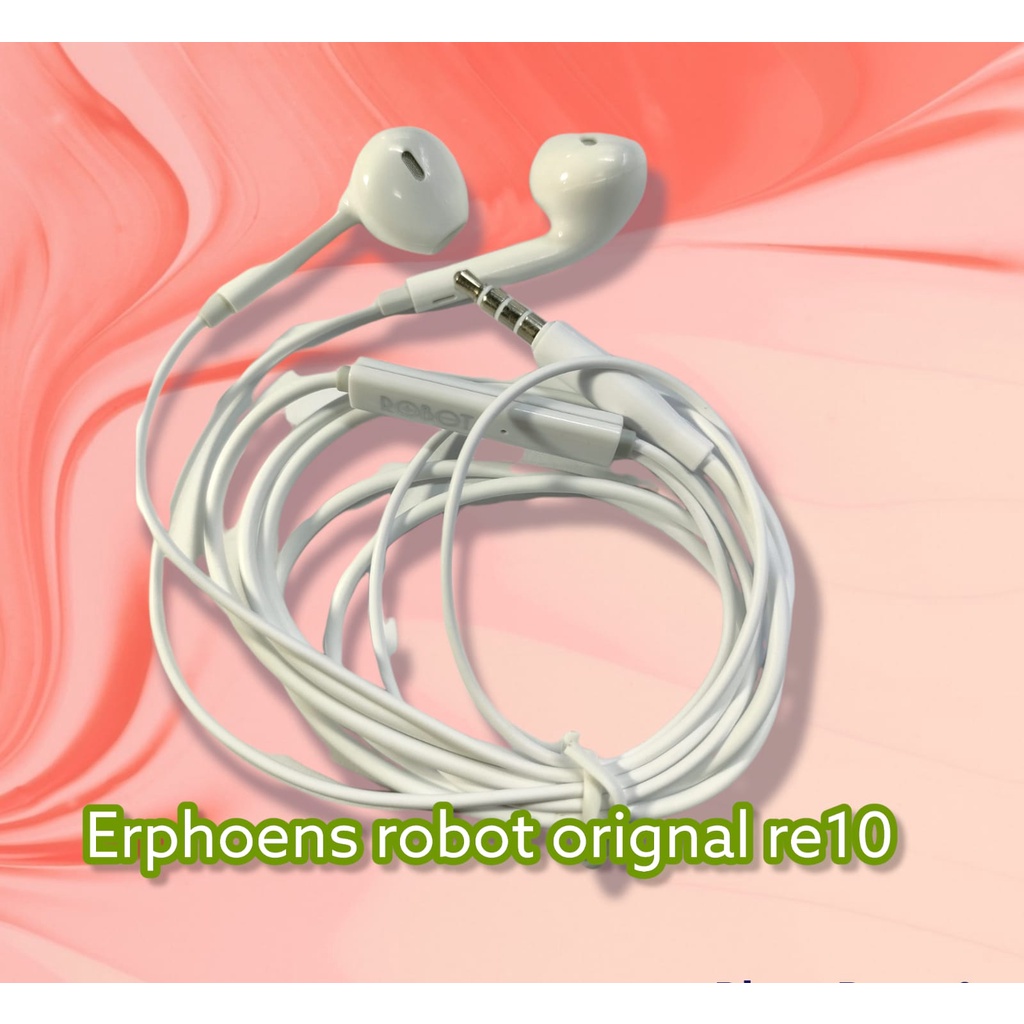 Headset Headphone Robot RE10 Wired Bass Android iPhone Original