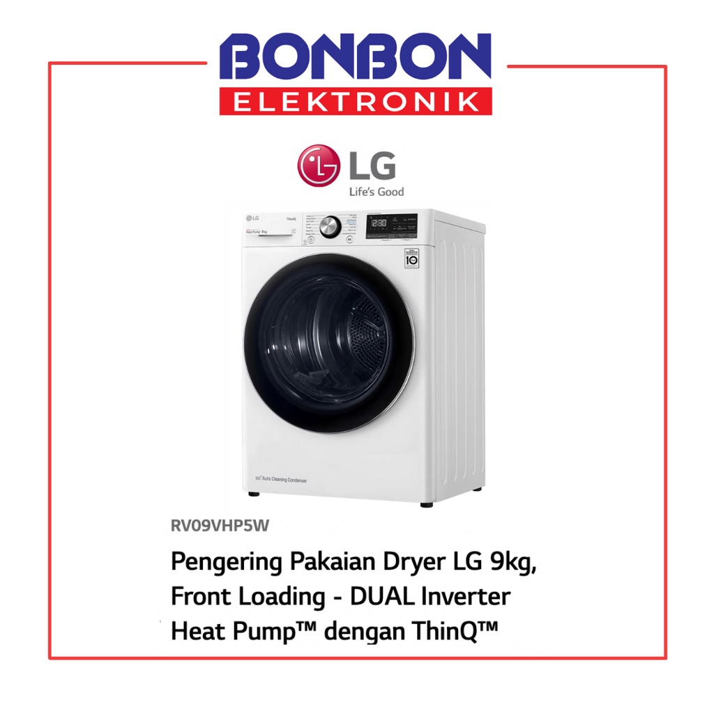 LG Dryer 9KG RV09VHP5W / Pengering Pakaian Dual Inverter Heat Pump