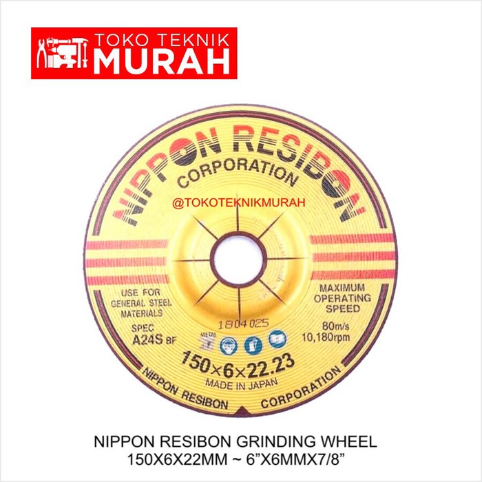 Nippon Resibon Batu Gerinda 6 Inch Poles Slep Gurinda 6” x 6mm A24S 10pcs