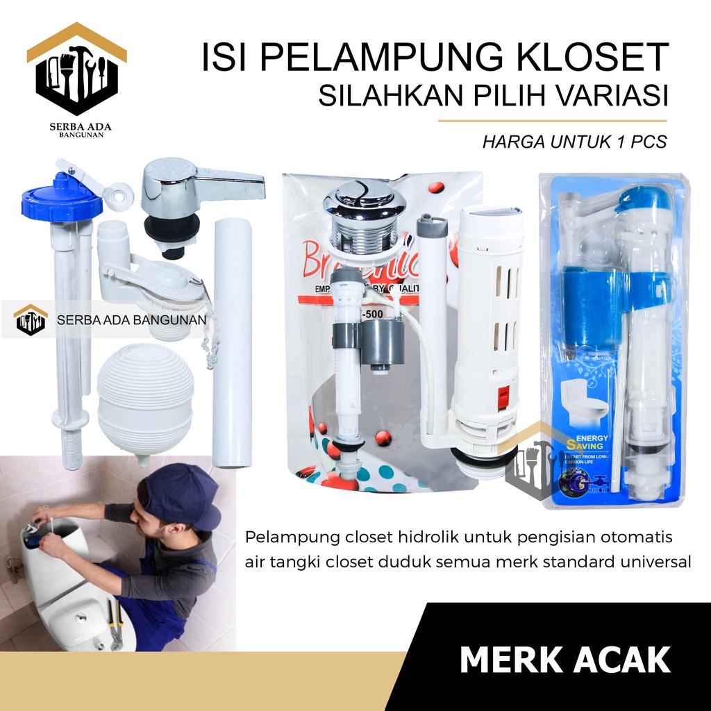 Pelampung Closet duduk Universal model dua flush engkol pelampung toilet pelampung kloset