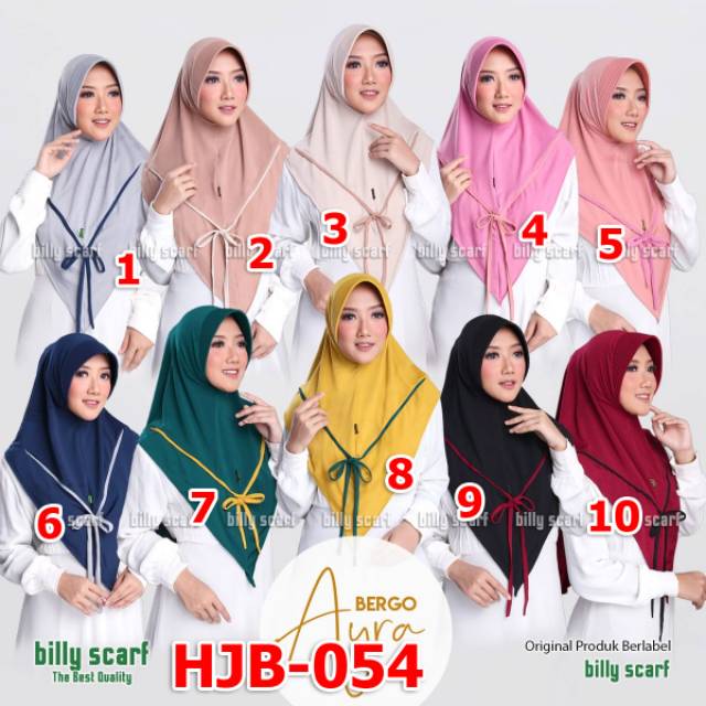 Jilbab instan Aura merk Billy scarf ori variasi tali