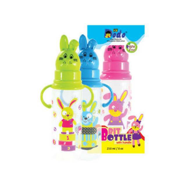 DODO Botol susu 250 ml tutup bentuk kelinci / rabbit bottle with handle Dodo 8oz s1