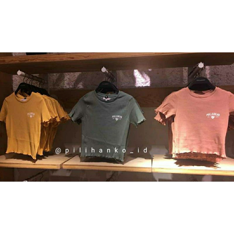 P&B Crop tee Kaos Pull and Bear Logo Original