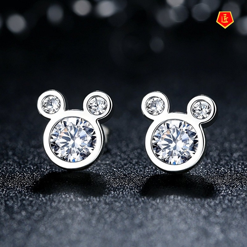 [Ready Stock]Women's Cute Mickey Mouse Shiny Diamond Ear Studs