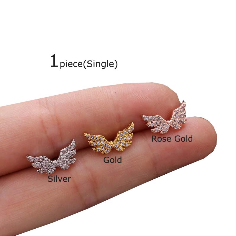 1piece Angel Wings Stainless Steel with Zircon Daith Rook Pinna Tragus Piercing Earrings